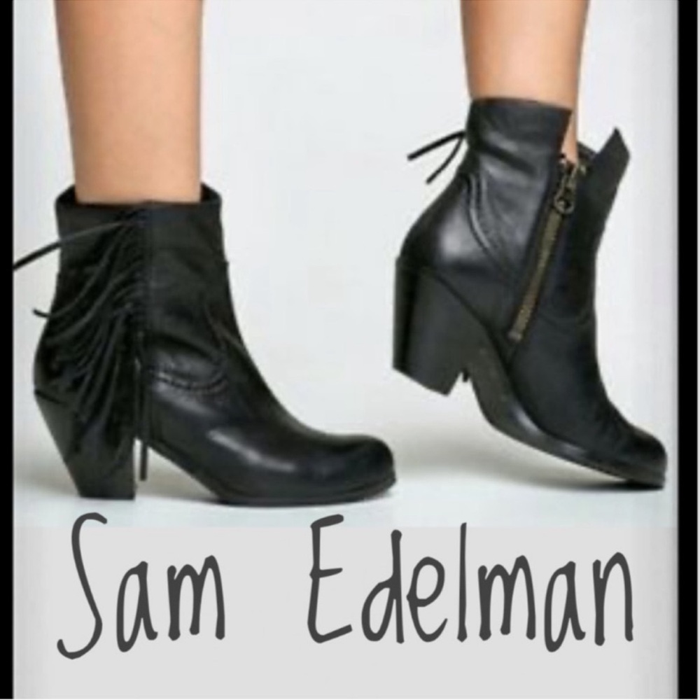 Authentic Sam Edelman designer black leather fringe
Ankle boots 8